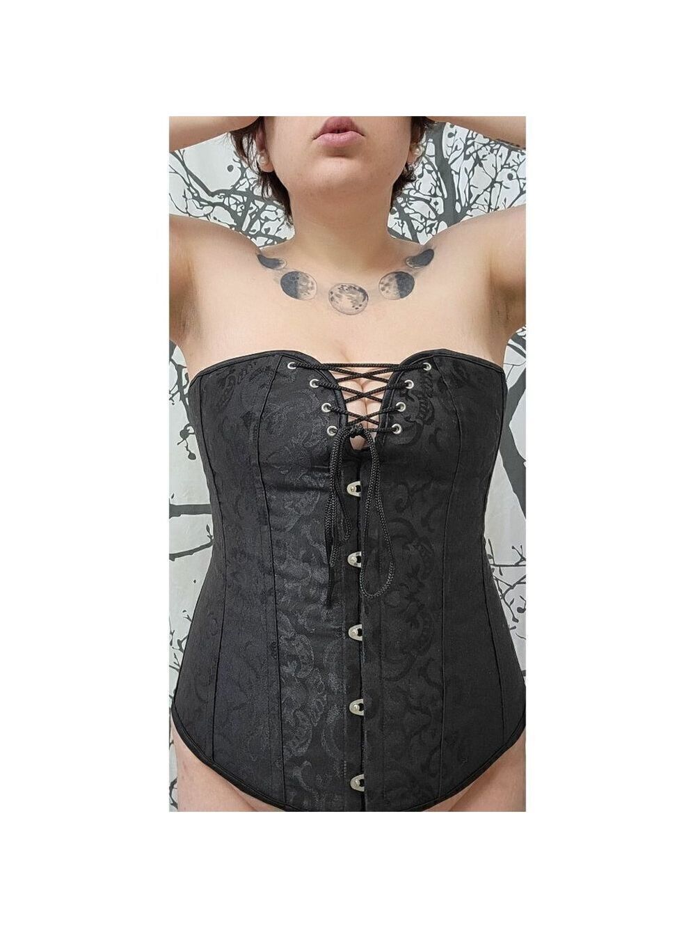 STEAMPUNK corset top steel boned underbust renaissance black satin cosplay NWT